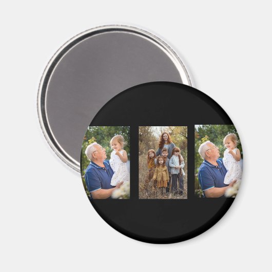 3 Photo Collageデザイン マグネット (正面/裏面)