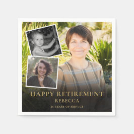 3 Photo Collage退職パーティー スタンダードカクテルナプキン