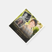 3 Photo Collage退職パーティー スタンダードカクテルナプキン (角)