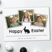 3 Photo Collage Bold Black Happy Easter With Bunny カード