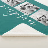 3 Photo Collage CAN EDIT background blue シェルパブランケット (3/4)