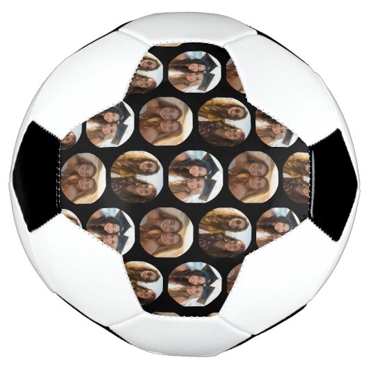 3 Photo Collage Half Brick Pattern – 黒い円 サッカーボール (回転)