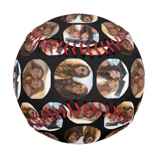 3 Photo Collage Half Brick Pattern – 黒い円 野球ボール (正面)