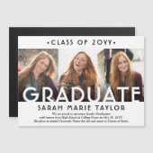 3 Photo Collage Magnetic Graduation Announcement マグネット招待状 (正面/裏面)