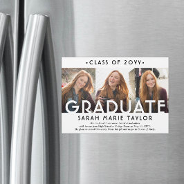 3 Photo Collage Magnetic Graduation Announcement マグネット招待状