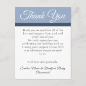 3 Photo collage Navy Dusty Blue Flower 結婚's サンキューカード (裏面)