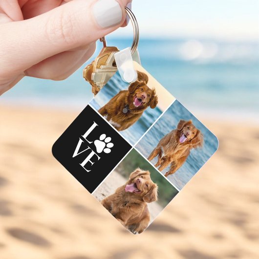 3 Photo Collage Pet Custom Love Dog Lover キーホルダー