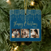 3 Photo Collage Rustic Garland Lights Ceramic Cera