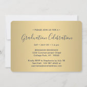 3 Photo Collage Script Navy金ゴールド卒業パーティー 招待状 (裏面)