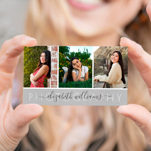 3 Photo Collage Simple Modern Elegant Photographer 名刺