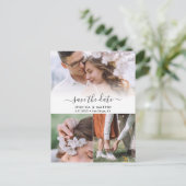 3 Photo Collage Wedding日付はがきを保存 案内ポストカード (スタンド正面)