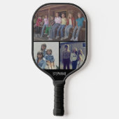 3 Photo Collage with Name -白黒 ピックルボールラケット (裏面)