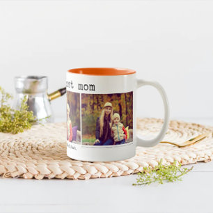 3 Photo Collage Wor's Mom Coffee Mug(フォトコラージュ·ワルズ· ツートーンマグカップ