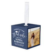 3 Photo Congratation Navy Blue卒業 キューブオーナメント (正面アングル)