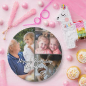 3-Photo Custom Party Plates Personalized Text ペーパープレート (パーティー)