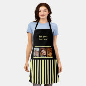 3 photo custom text black yellow striped  エプロン (着用した状態)