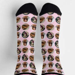 3 Photo Dachshund Crew Socks ソックス