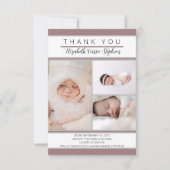 3 Photo Dkバラベビーシャワー |誕生アナウンス サンキューカード (正面)