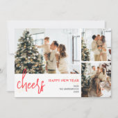 3 Photo Elegant Script Modern Happy New Year シーズンカード (正面)