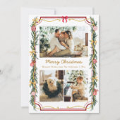 3 Photo Festive Christmas Botanical Foliage & Bows シーズンカード (正面)