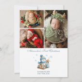 3 Photo First Christmas Birth Announcement シーズンカード (正面)