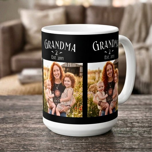 3 Photo Grandma Est Year Custom Name Number Grands コーヒーマグカップ