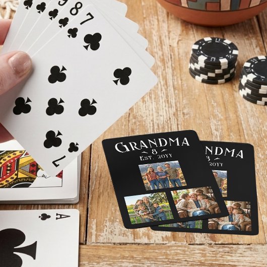 3 Photo Grandma Est Year Custom Name Number Grands トランプ