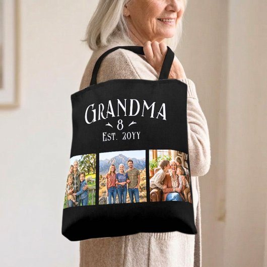 3 Photo Grandma Est Year Custom Name Number Grands トートバッグ