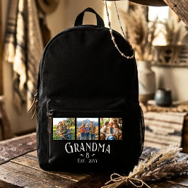 3 Photo Grandma Est Year Custom Name Number Grands プリントバックパック
