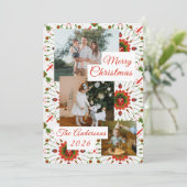 3 Photo Holiday Red + Green Ladybug Christmas Card シーズンカード (スタンド正面)