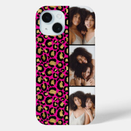 3 Photo Hot Pink And Gold Leopard Print iPhone 15ケース