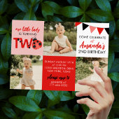 3 Photo Ladybug 2nd Birthday Invitation 招待状