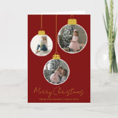 3 photo Merry Christmas bauble Photo Card カード (正面)