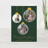 3 photo Merry Christmas bauble Photo Card カード (正面)