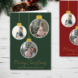 3 photo Merry Christmas bauble Photo Card カード