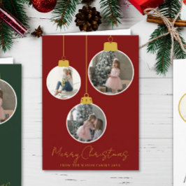 3 photo Merry Christmas bauble Photo Card カード