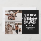 3 Photo Minimalist First Christmas Engaged シーズンカード (正面)