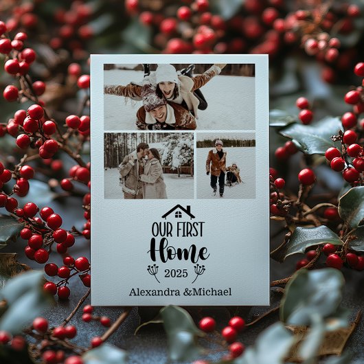 3 Photo Minimialist Christmas Our First Home シーズンカード