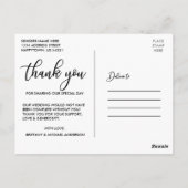 3 Photo Modern Wedding Love Thanks White Script ポストカード (裏面)