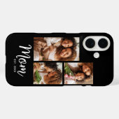 3 Photo Mom Established Date Modern Script Black Case-Mate iPhoneケース (裏面 (横))