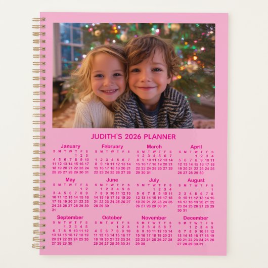 3 Photo Pink 2026 Calendar プランナー手帳 (正面)