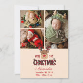 3 Photo Plaid Reindeer Baby First Christmas  シーズンカード (正面)
