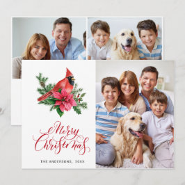 3 PHOTO Poinsettia赤い（鳥）ショウジョウコウカンチョウクリスマスグリーティング シーズンカード