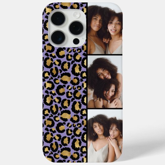 3 Photo Purple And Gold Leopard Print Case-Mate iPhoneケース (裏面)