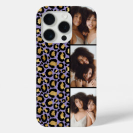 3 Photo Purple And Gold Leopard Print iPhone 15 Proケース