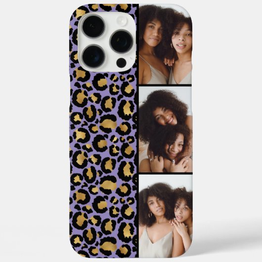 3 Photo Purple And Gold Leopard Print Case-Mate iPhoneケース (裏面)