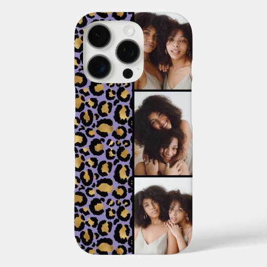3 Photo Purple And Gold Leopard Print Case-Mate iPhoneケース (裏面)