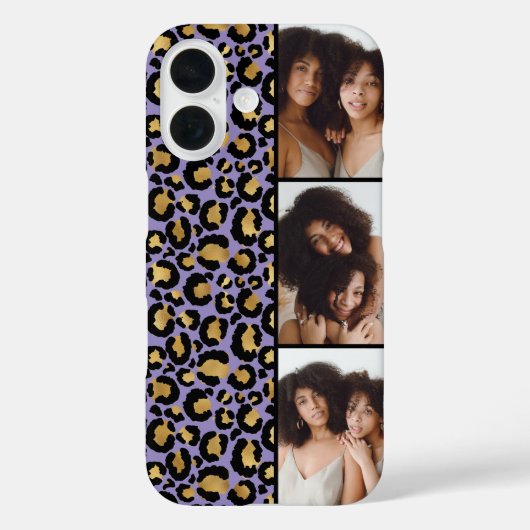 3 Photo Purple And Gold Leopard Print Case-Mate iPhoneケース (裏面)