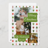 3 Photo Red White Green Christmas Tree Xmas Card シーズンカード (正面/裏面)