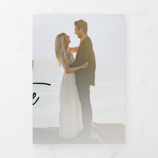 3 Photo Script Wedding Save the Date 三つ折り案内状 (カバー)